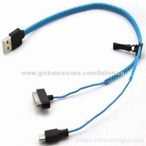 4-in-1 Zipper USB Cable for Apple or Samsung